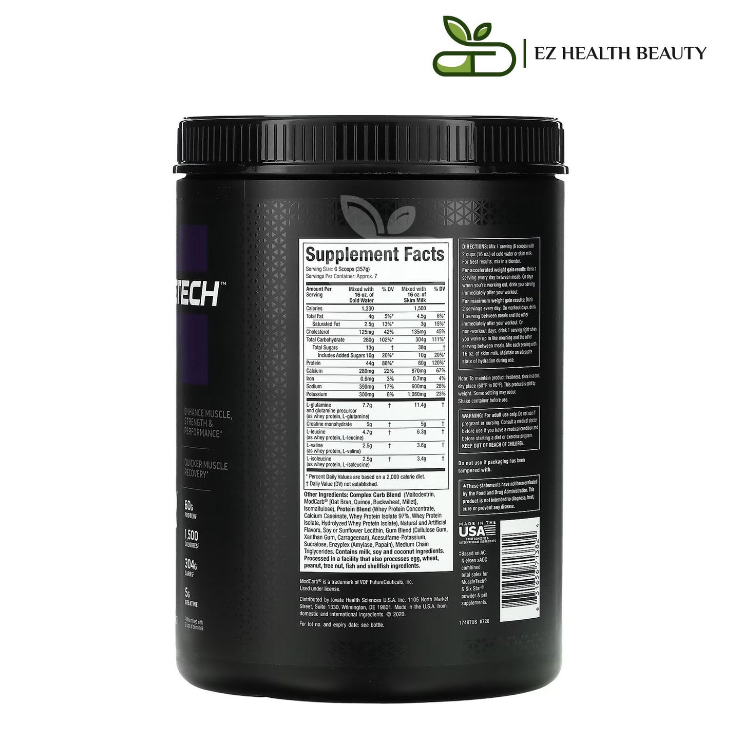 100% Mass Gainer Vanilla Milkshake MuscleTech to Enhance muscle size and strength - (2.33 kg)