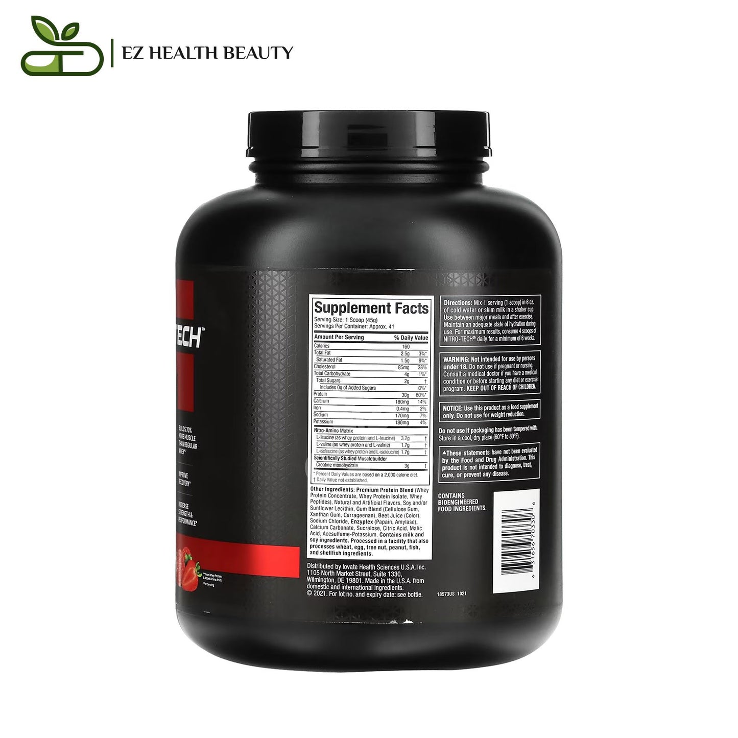 Nitro Tech - Whey Protein  Strawberry MuscleTech for building lean muscles - (1.81 kg)