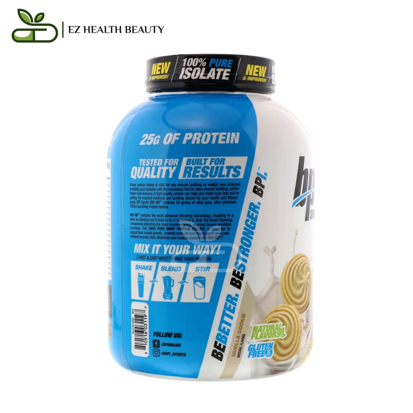 BPI Sports ISO HD Pure Isolate Protein Vanilla Cookie 2170 GM