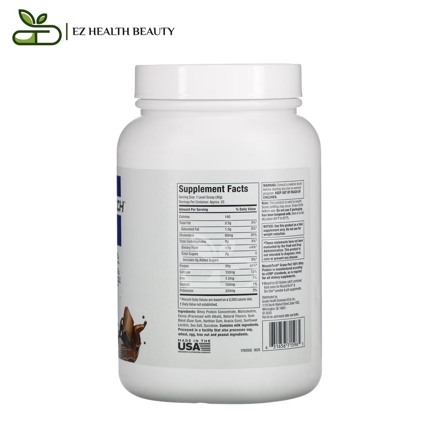 100% Grass Fed Whey Protein Triple Chocolate MuscleTech - (816 g)