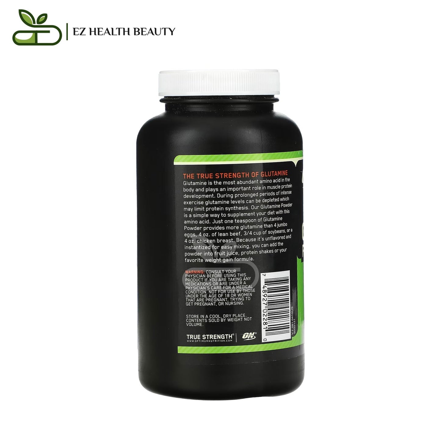 Glutamine Powder Unflavored Optimum Nutrition - (300 g) to Promote immune health