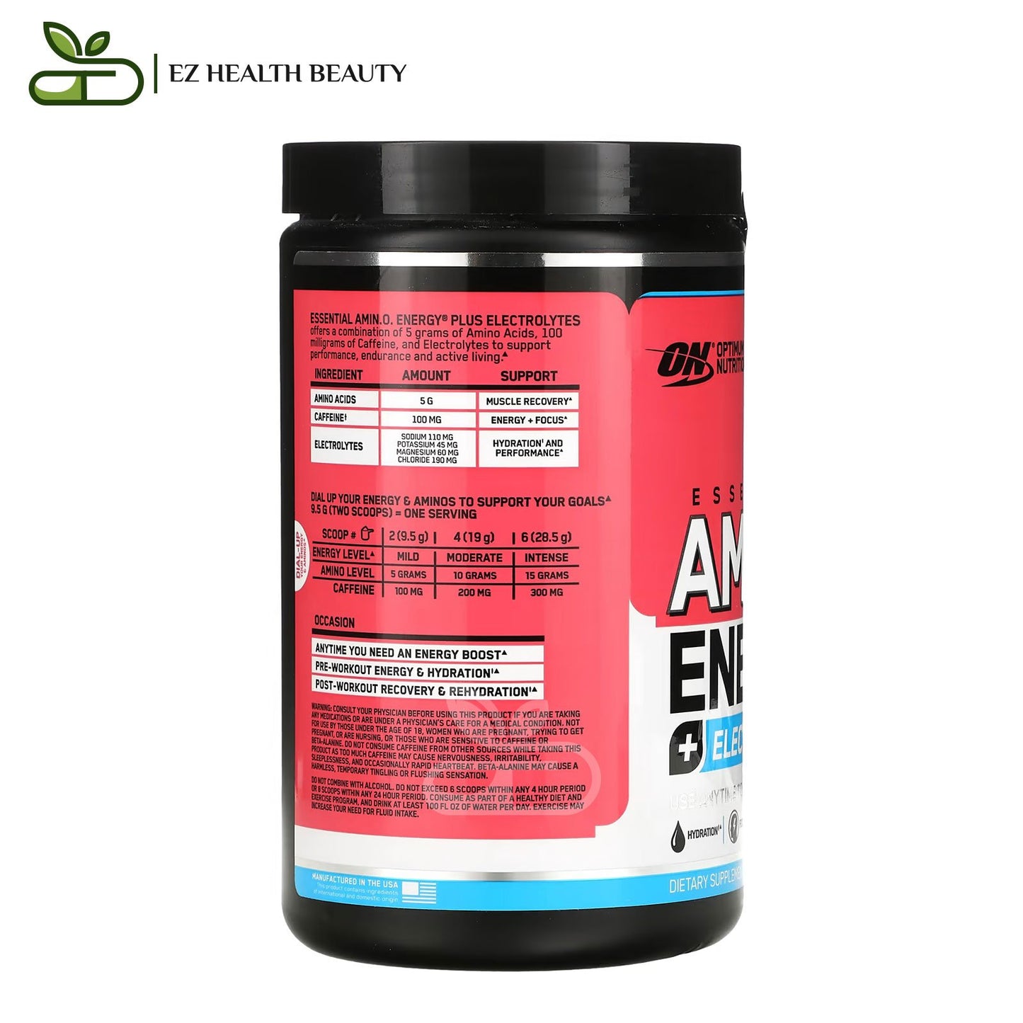 Essential Amino Energy + Electrolytes Watermelon Splash Optimum Nutrition - (285 g)