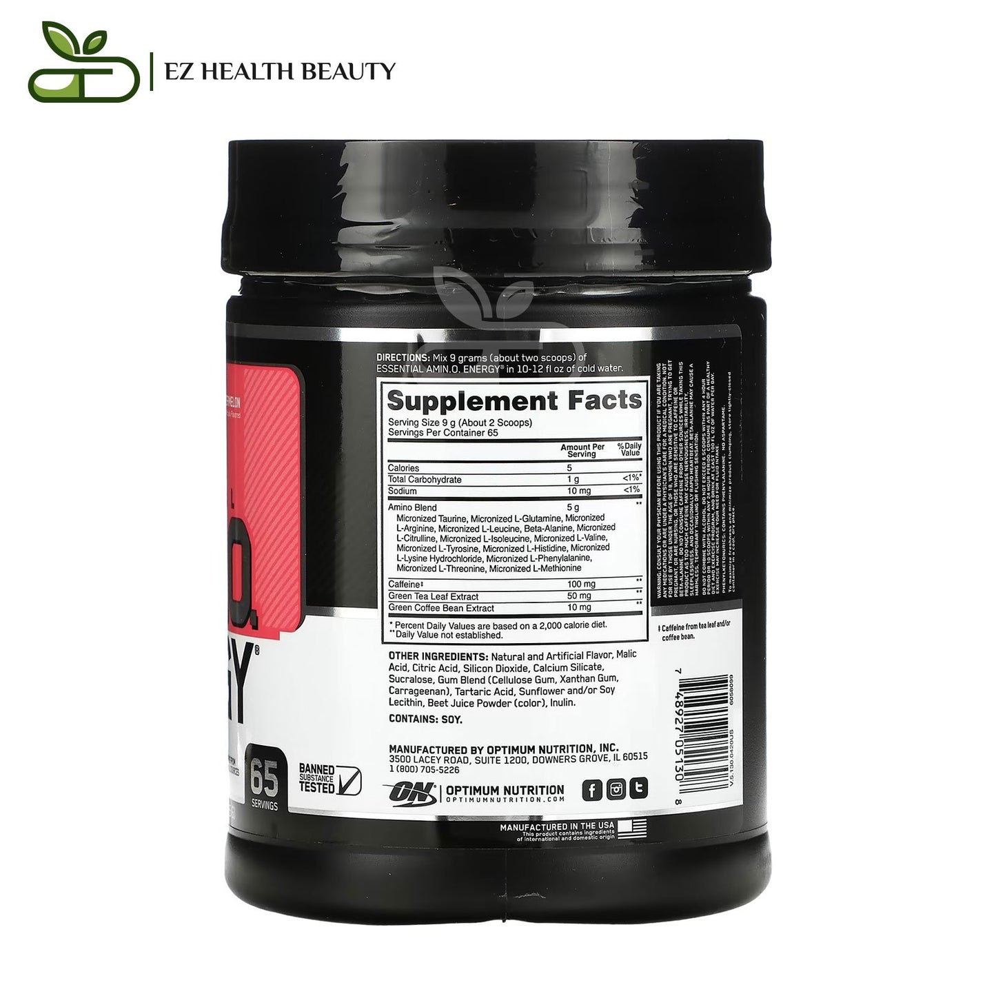 Amino Energy Watermelon Supplement Optimum Nutrition - (585 g) for Raising energy levels in the body