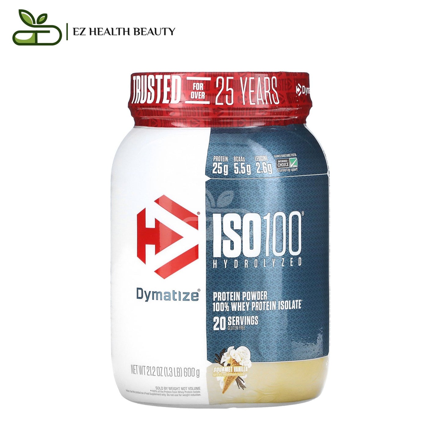 Dymatize Iso 100 ديماتيز إيسو متحلل مائيًا مسحوق بروتين مصل اللبن المعزول 100% بنكهة الفانيليا الفاخرة 600 جرامًا