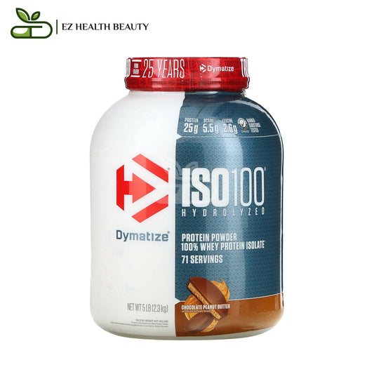 Dymatize Iso 100 ديماتيز إيسو 100 المتحلل مائيًا بروتين مصل اللبن المعزول بنكهة الشوكولاتة وزبدة الفول السوداني 2,3 كجم