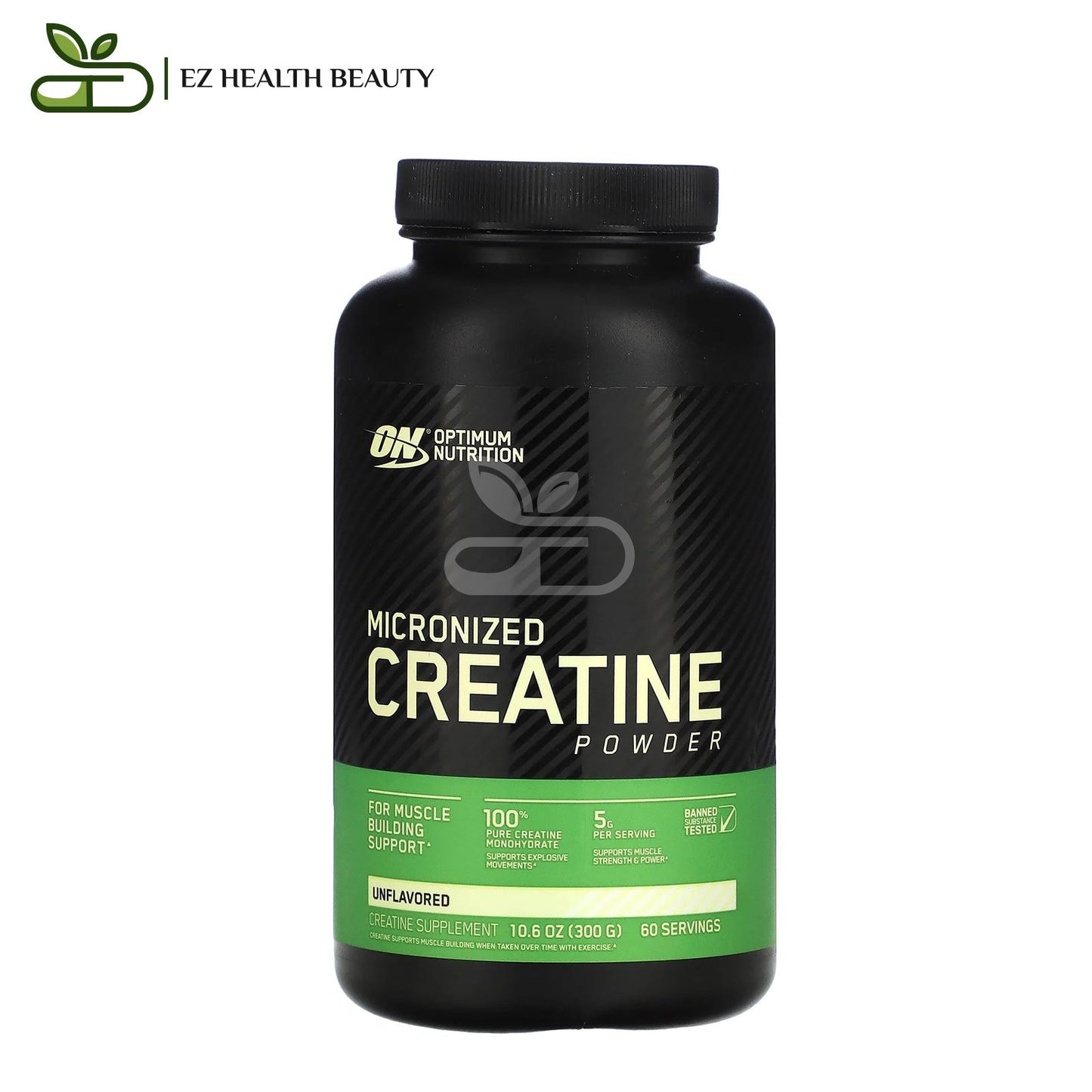 مسحوق الكرياتين ميكورنايزد بدون نكهات أوبتيموم نوتريشن Micronized Creatine Powder بحجم 300 جرامًا