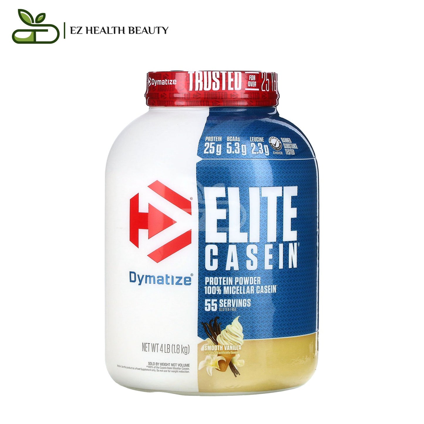 مسحوق البروتين كازين إليت Elite Casein Dymatize الفانيلا السلسة 1.8 كجم