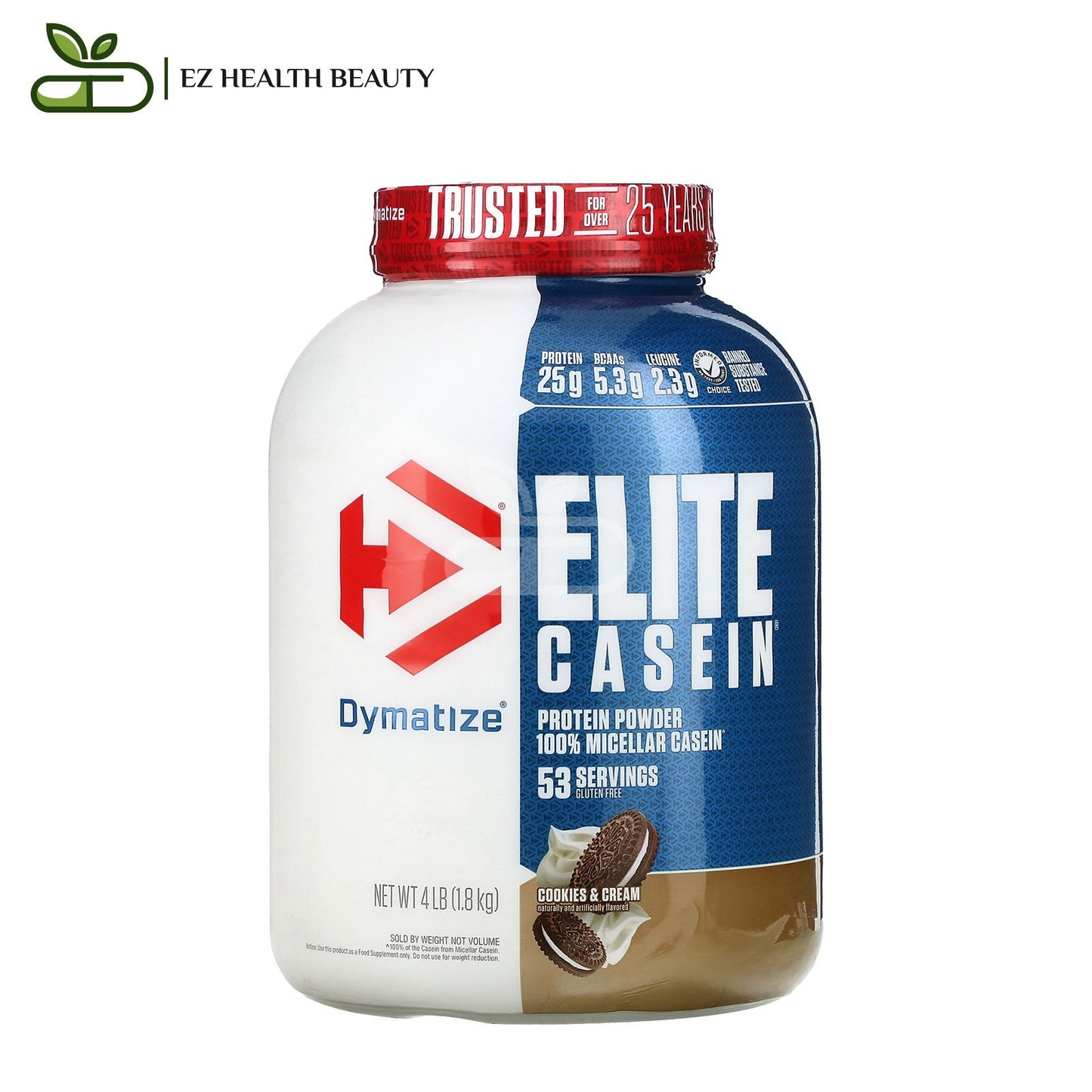 إليت كازين بودر Elite Casein Dymatize بطعم الكعك والكريمة 1,8 كجم