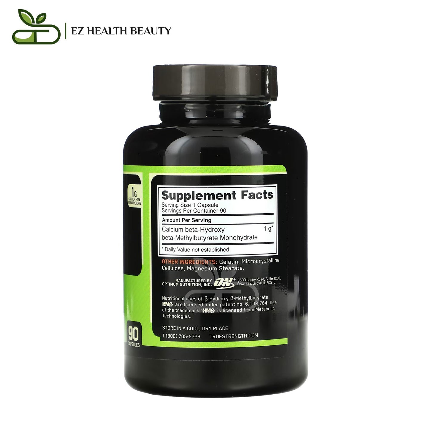 HMB 1000 Optimum Nutrition 90 Capsules for Giving strength and energy