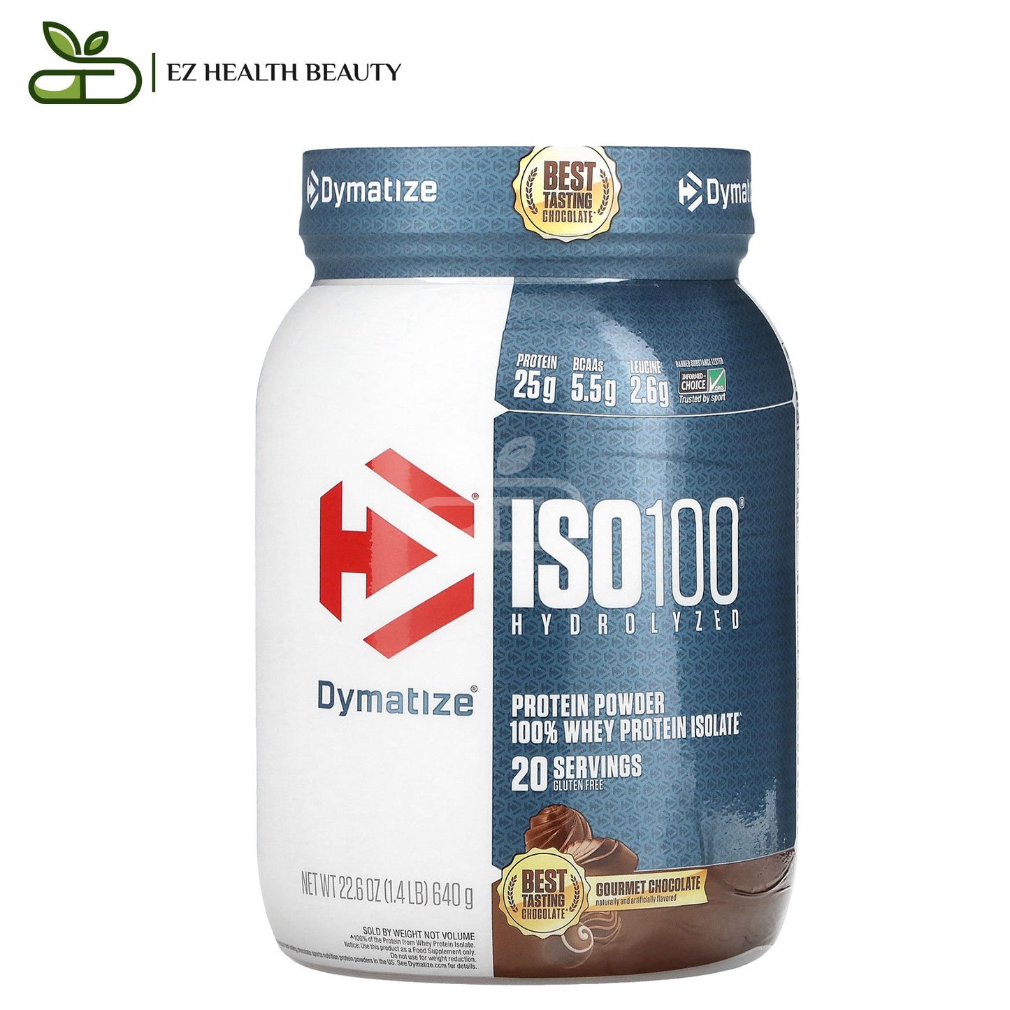 بروتين ايزو 100 Iso 100 dymatize بروتين مصل اللبن المعزول 100% نكهة الشوكولاتة الفاخرة 640 جرامًا