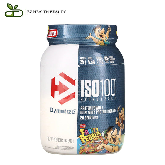 iso 100 بروتين Dymatize بروتين مصل اللبن المعزول 100% نكهة حبيبات الفواكه 600 جرامًا