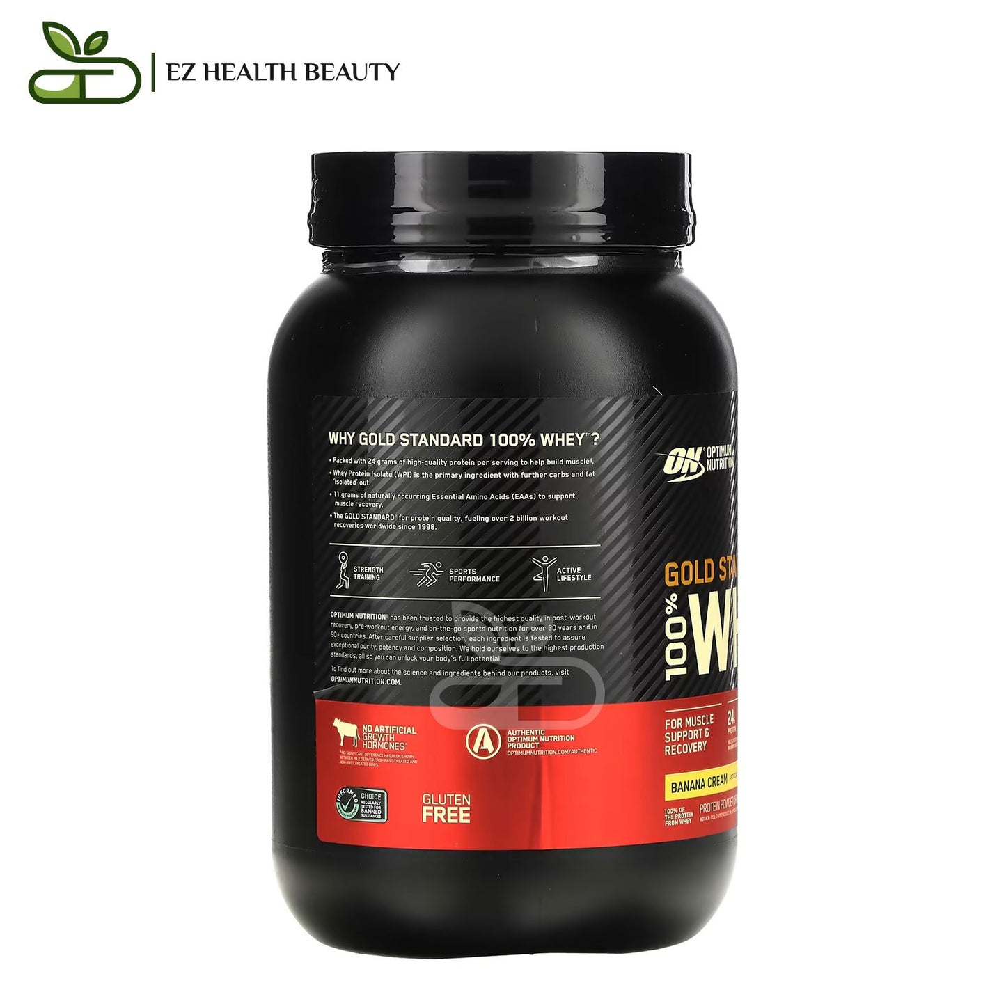 Whey Gold Standard Banana Cream Optimum Nutrition - (907 g) to build body muscles