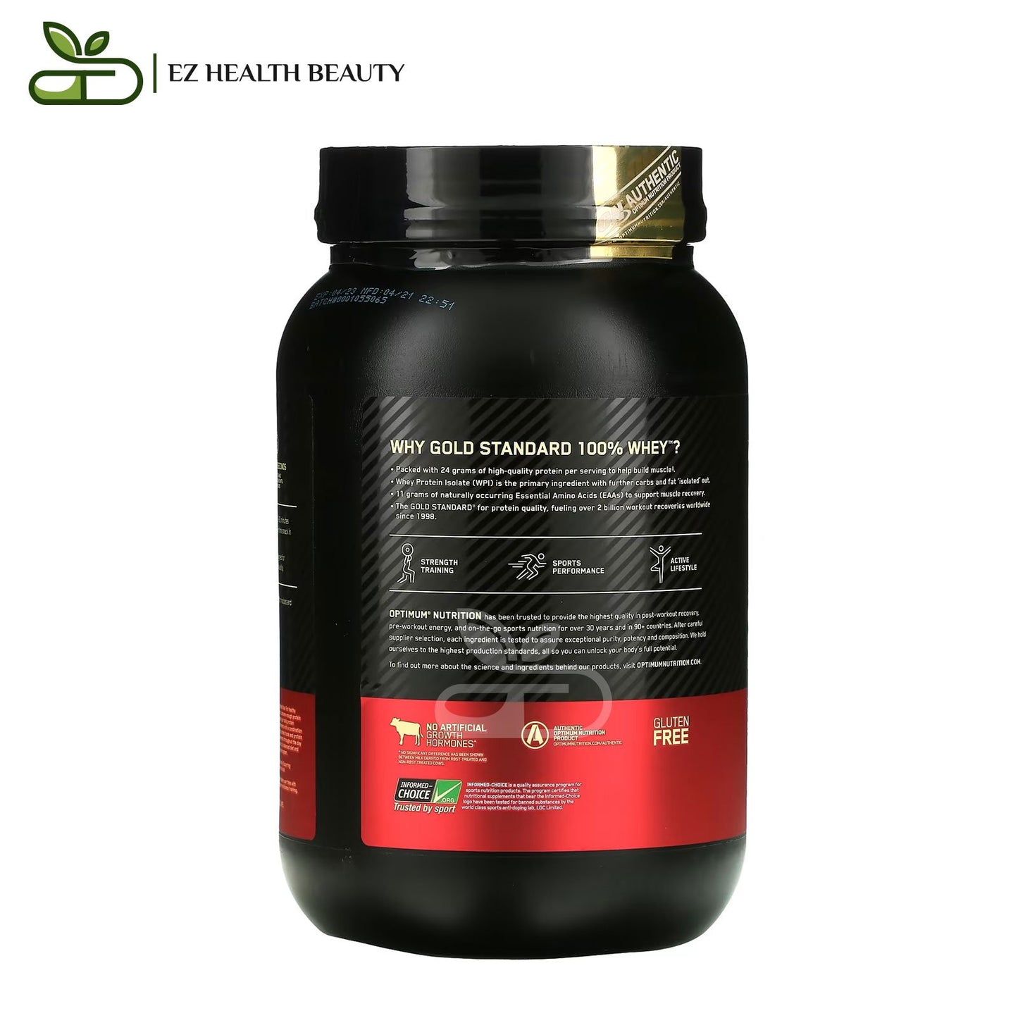 Whey Gold Standard Delicious Strawberry Optimum Nutrition - (907 g) for Giving strength and energy