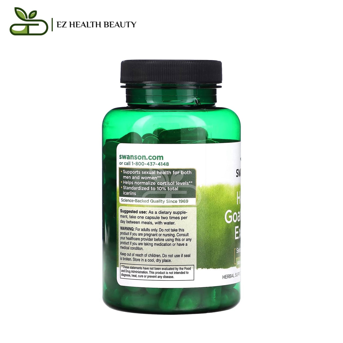 Horney Goat Weed Extract For Sexual Health Swanson 500 MG 120 Capsules