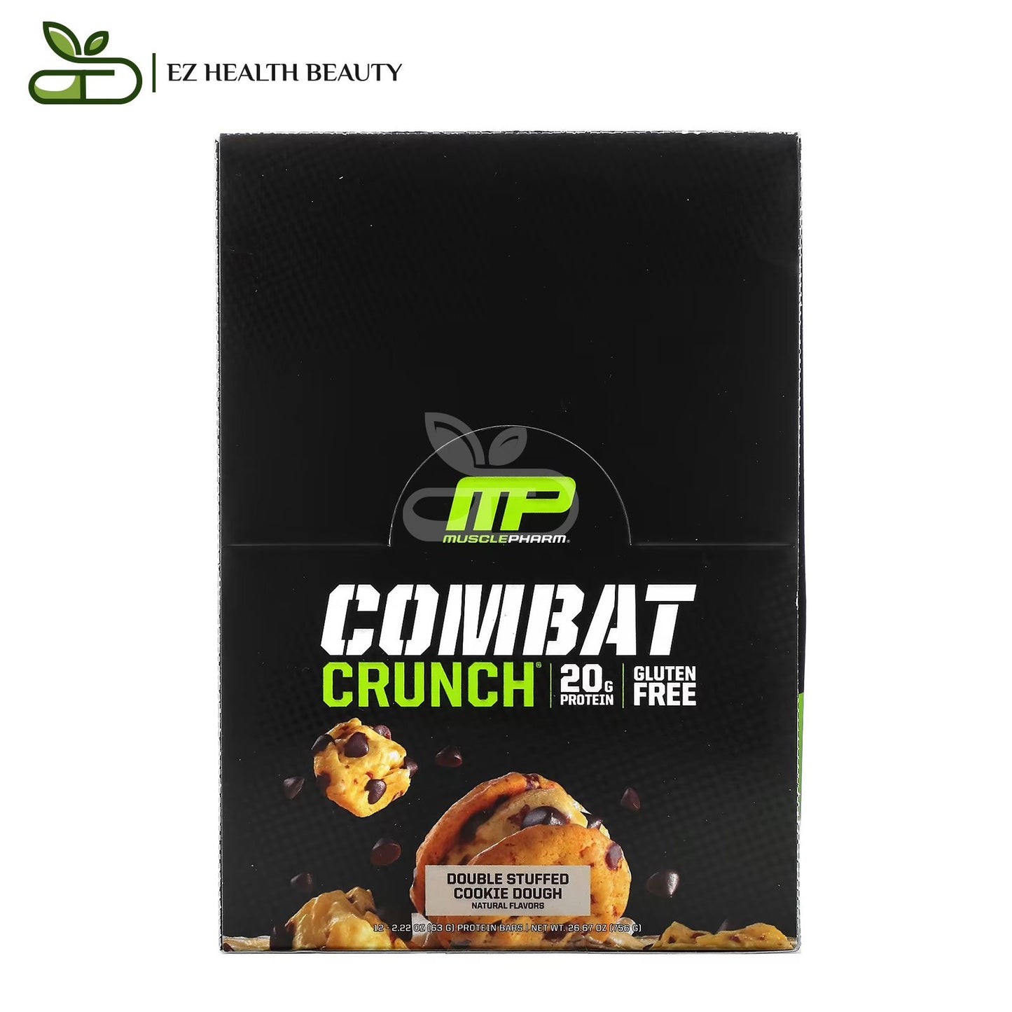 Muscle pharm Combat Crunch Protein Bars Double Filling Cookie Dough, 12 Bars 2.22 oz (63 g) Each