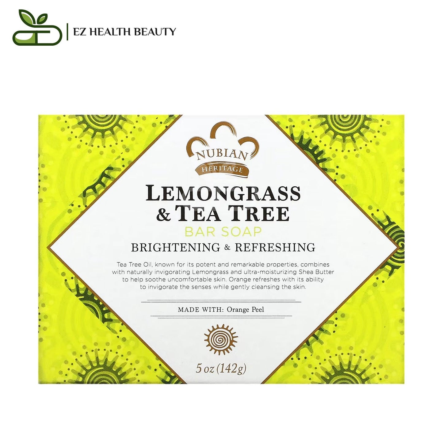 Nubian Heritage Lemongrass Tea Tree Bar Soap 142 GM