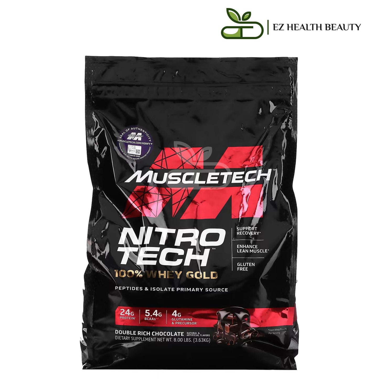 ماسلتيك بروتين نيترو تك واي جولد بالشيكولاتة المضاعفة 8 رطل (3.63 كجم) | Muscletech-Nitro Tech