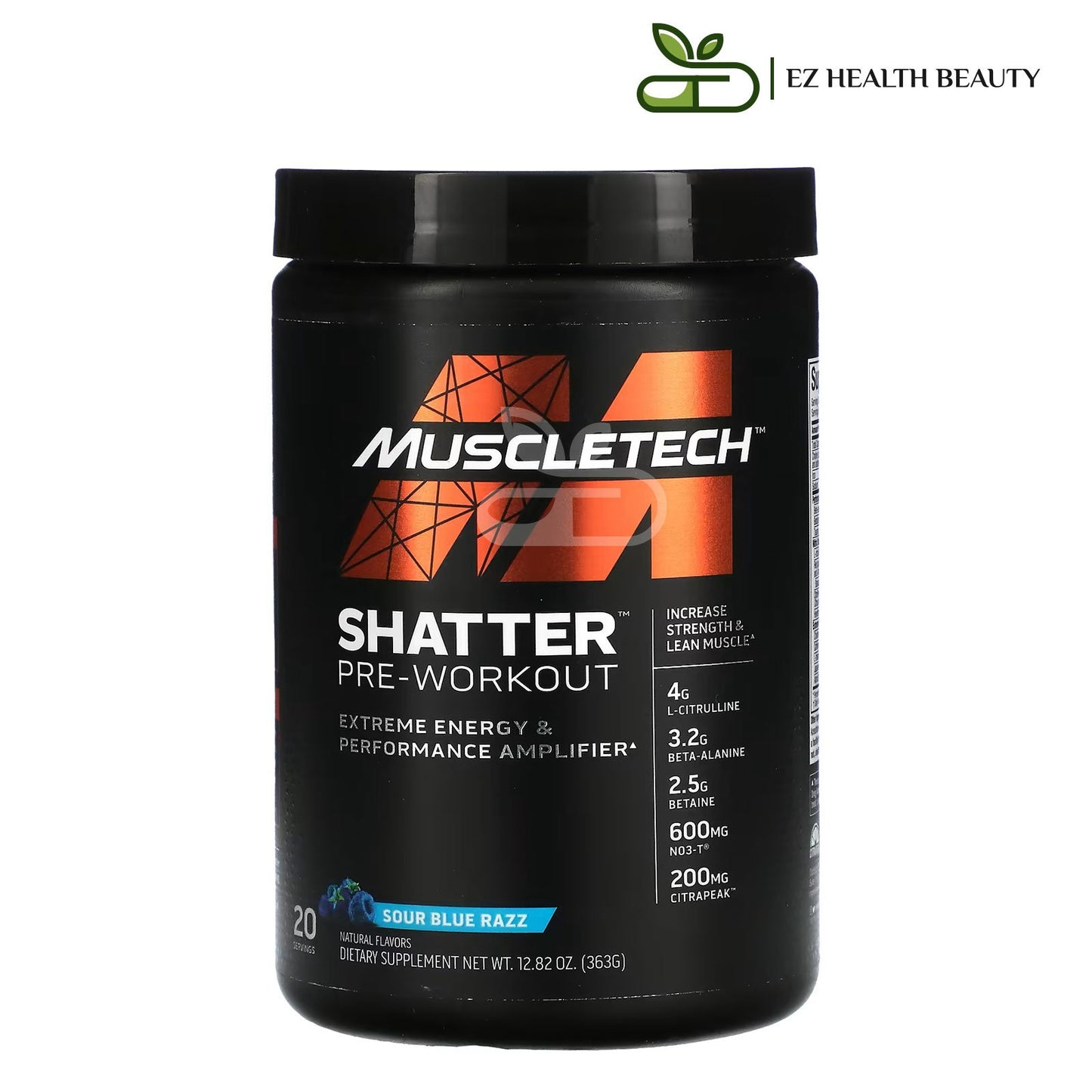 Shatter Pre Workout Sour Blue Razz MuscleTech for Increasing strength and improve physical performance (363 g)