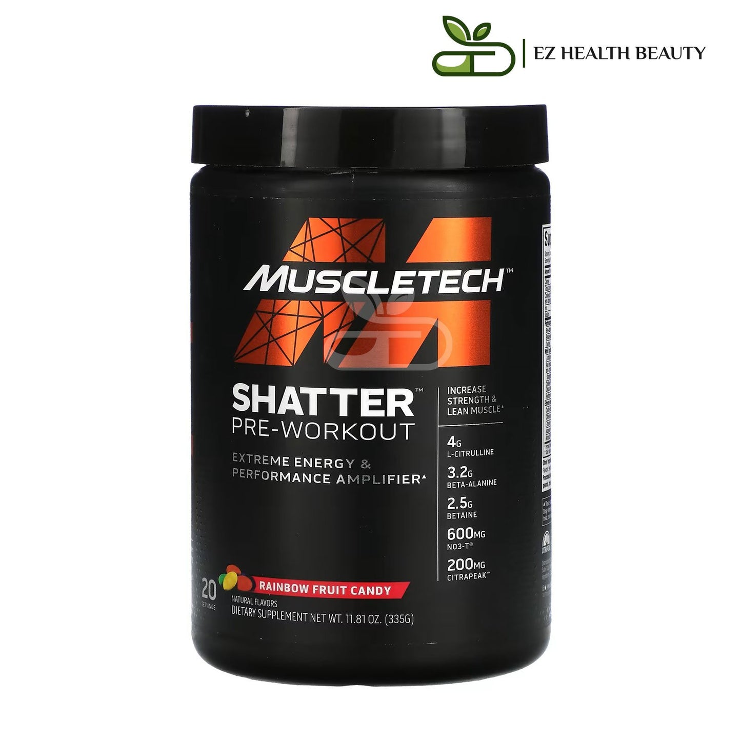 Shatter Pre Workout Supplement Rainbow Fruit Candy MuscleTech for to giving the energy and strength (335 g)