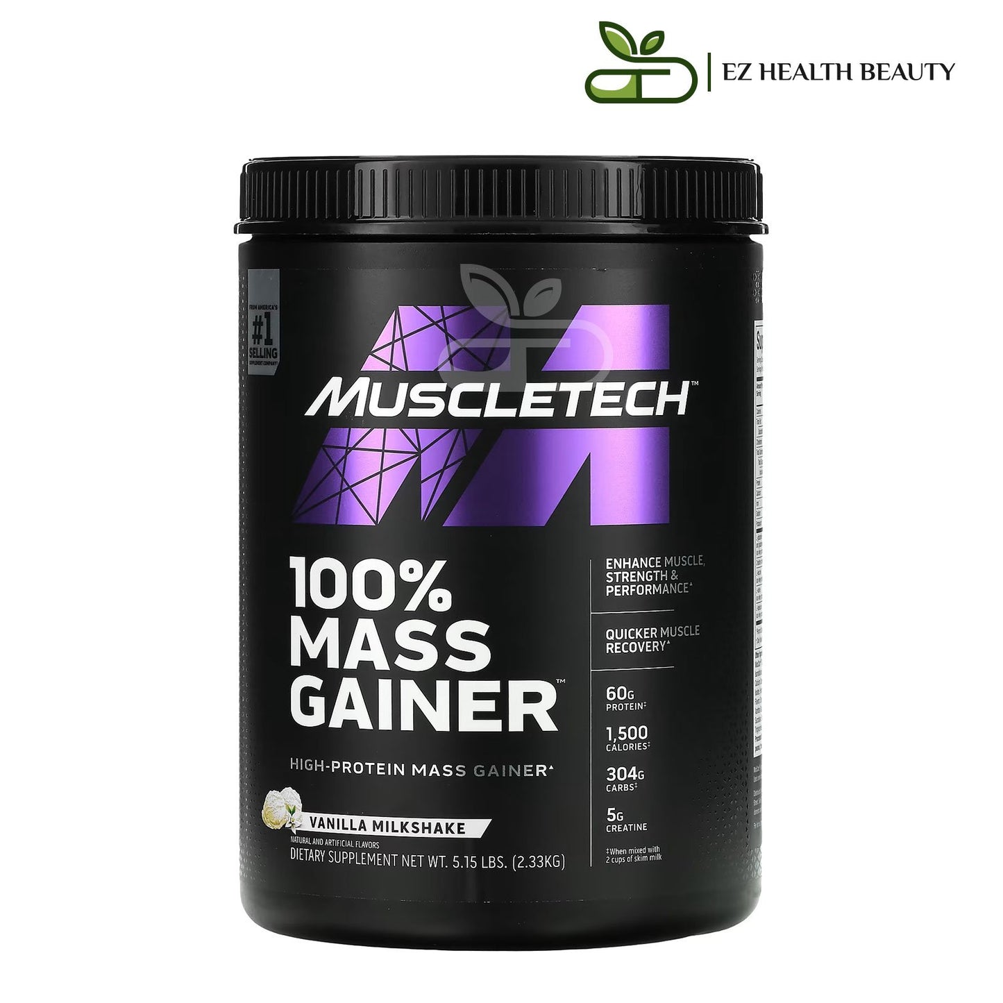 100% Mass Gainer Vanilla Milkshake MuscleTech to Enhance muscle size and strength - (2.33 kg)