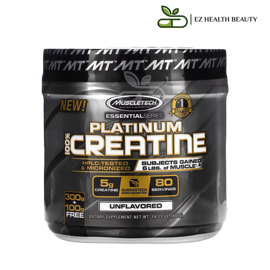 ماسلتيك بلاتينيوم كرياتين لكمال الاجسام – Muscletech Platinum Creatine خالٍ من النكهات، 14.11 أونصة (400 جم)