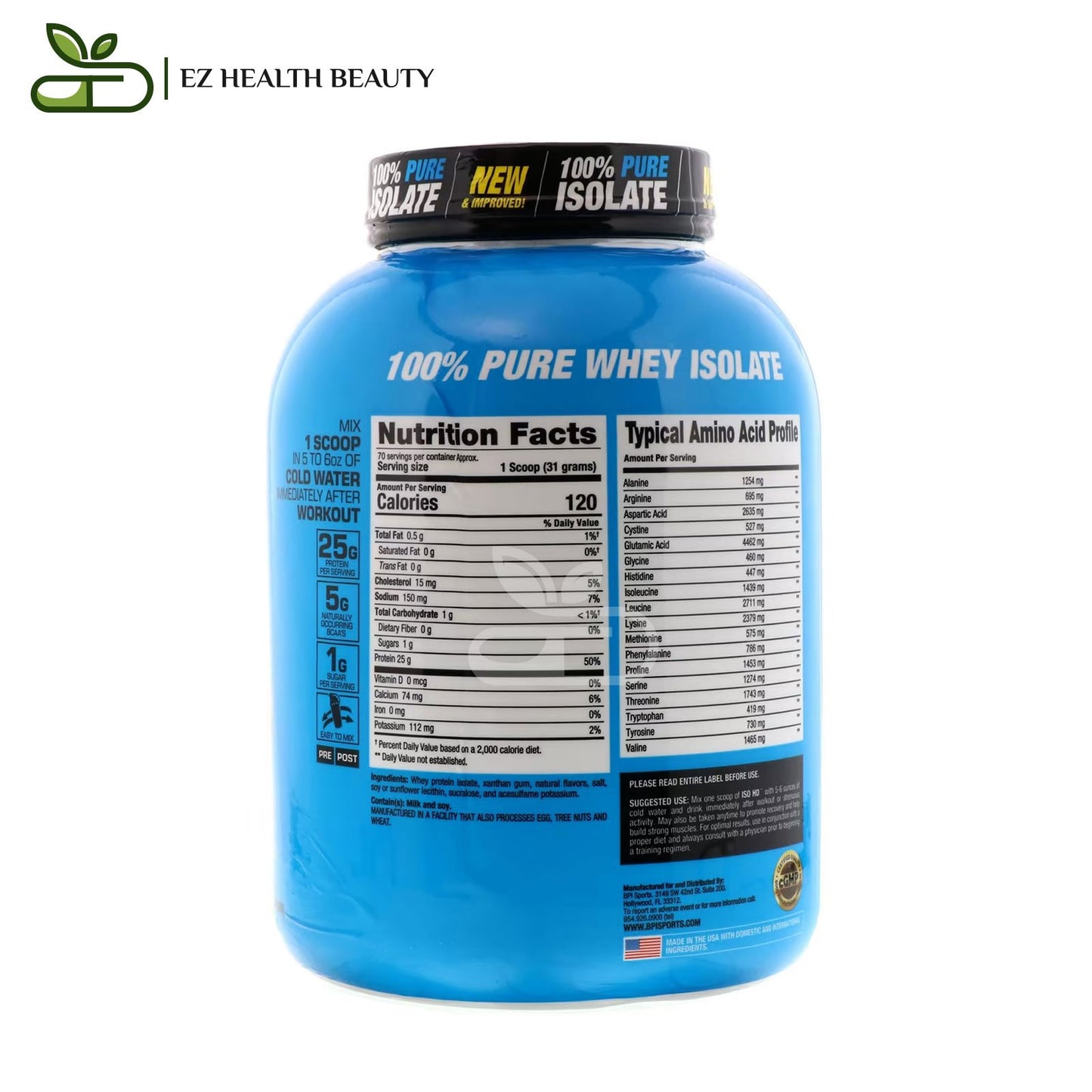 BPI Sports ISO HD Pure Isolate Protein Vanilla Cookie 2170 GM