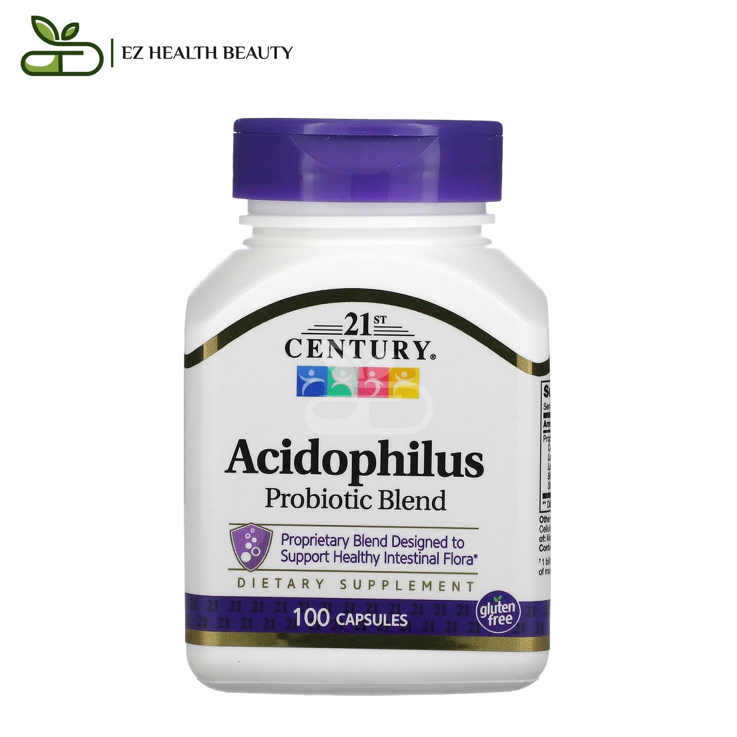 مكمل بروبيوتيك اسيدوفيلوس لدعم الجهاز الهضمي 100 كبسولة Acidophilus Probiotic Blend 21st Century