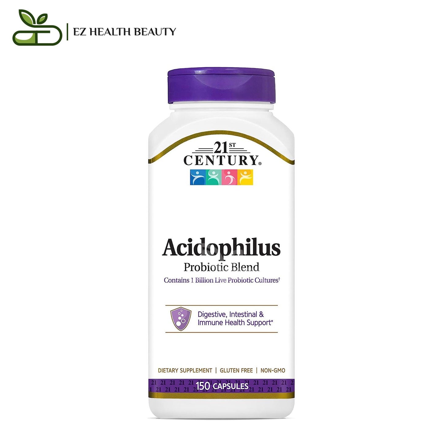 حبوب بروبيوتيك اسيدوفيلوس لدعم الجهاز الهضمي 150 كبسولة Acidophilus Probiotic Blend 21st Century