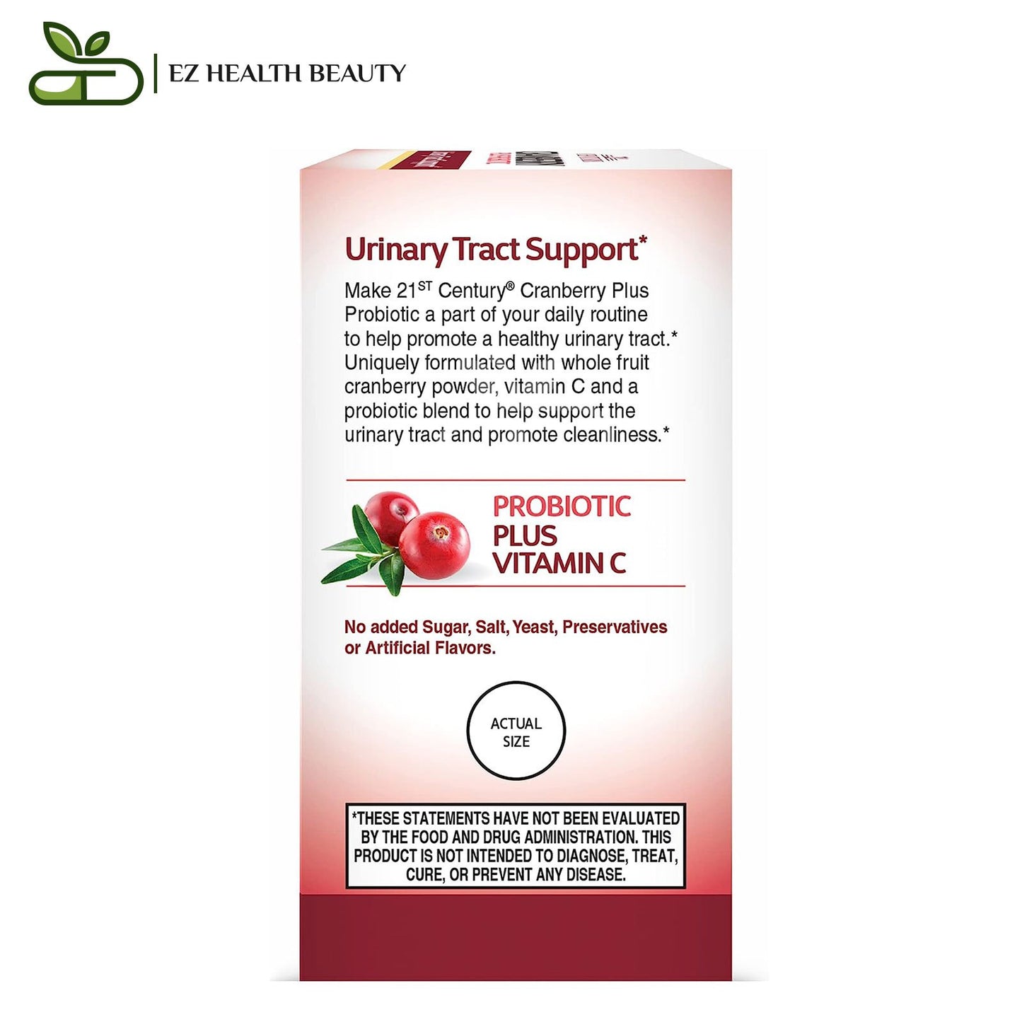 Cranberry Plus Probiotic Urinary Tract Support 21st Century 60 Tablets