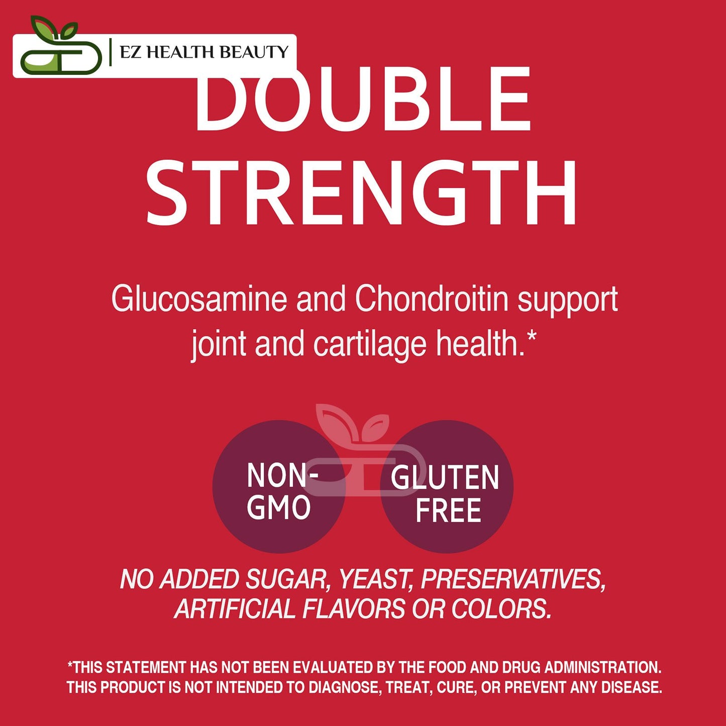 Glucosamine Chondroitin Capsules To Support Joint Double Strength 21st Century 500 mg / 400 mg 60 Easy to Swallow Capsules