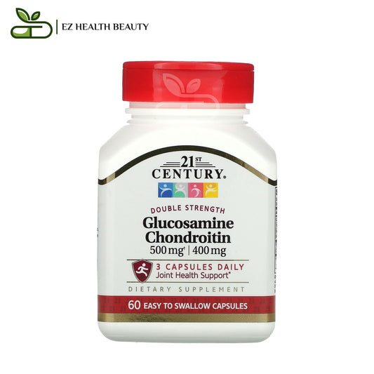 glucosamine chondroitin دواء الجلوكوزامين والكوندرويتين لدعم المفاصل والعظام 500 مجم / 400 مجم 60 كبسولة سهلة البلع 21st Century