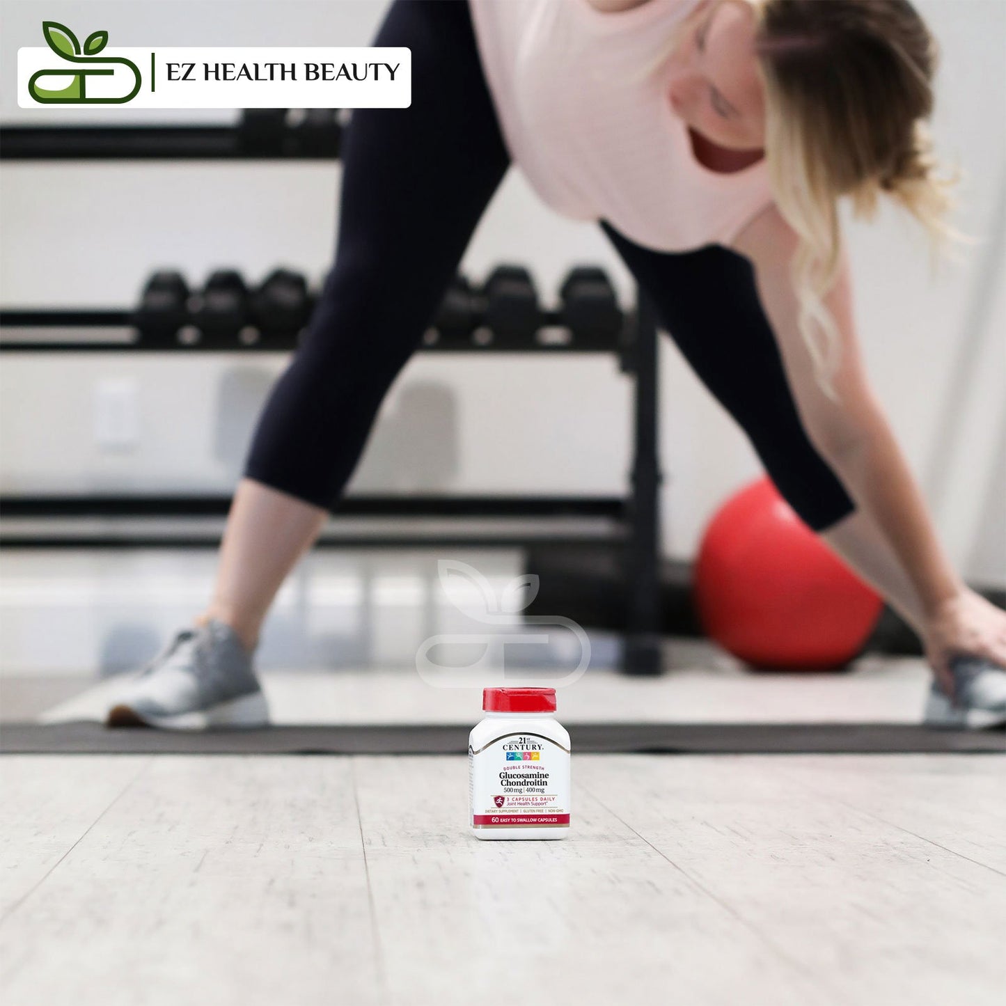 glucosamine chondroitin دواء الجلوكوزامين والكوندرويتين لدعم المفاصل والعظام 500 مجم / 400 مجم 60 كبسولة سهلة البلع 21st Century