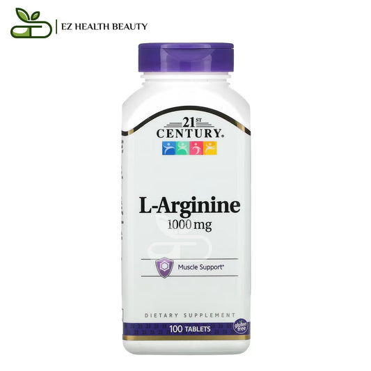 مكمل الارجنين لتقوية العضلات 100 كبسولة 21st Century L-Arginine 1000 mg 100 tablets