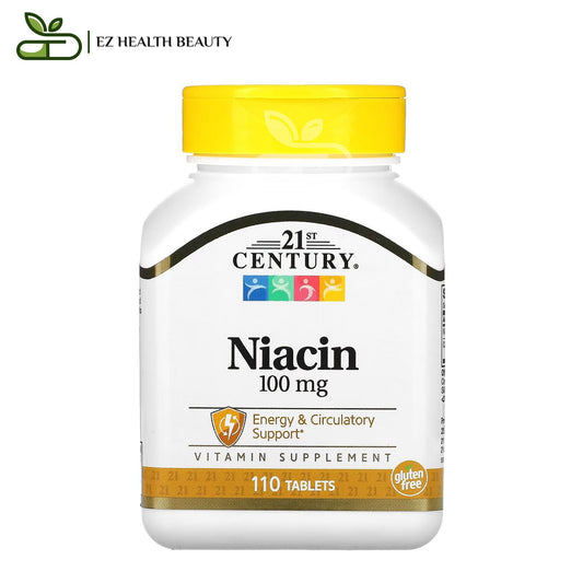 حبوب النياسين لزيادة الطاقة والدورة الدموية 21st century niacin capsules عدد 110 كبسولة بتركيز 100 ملجم