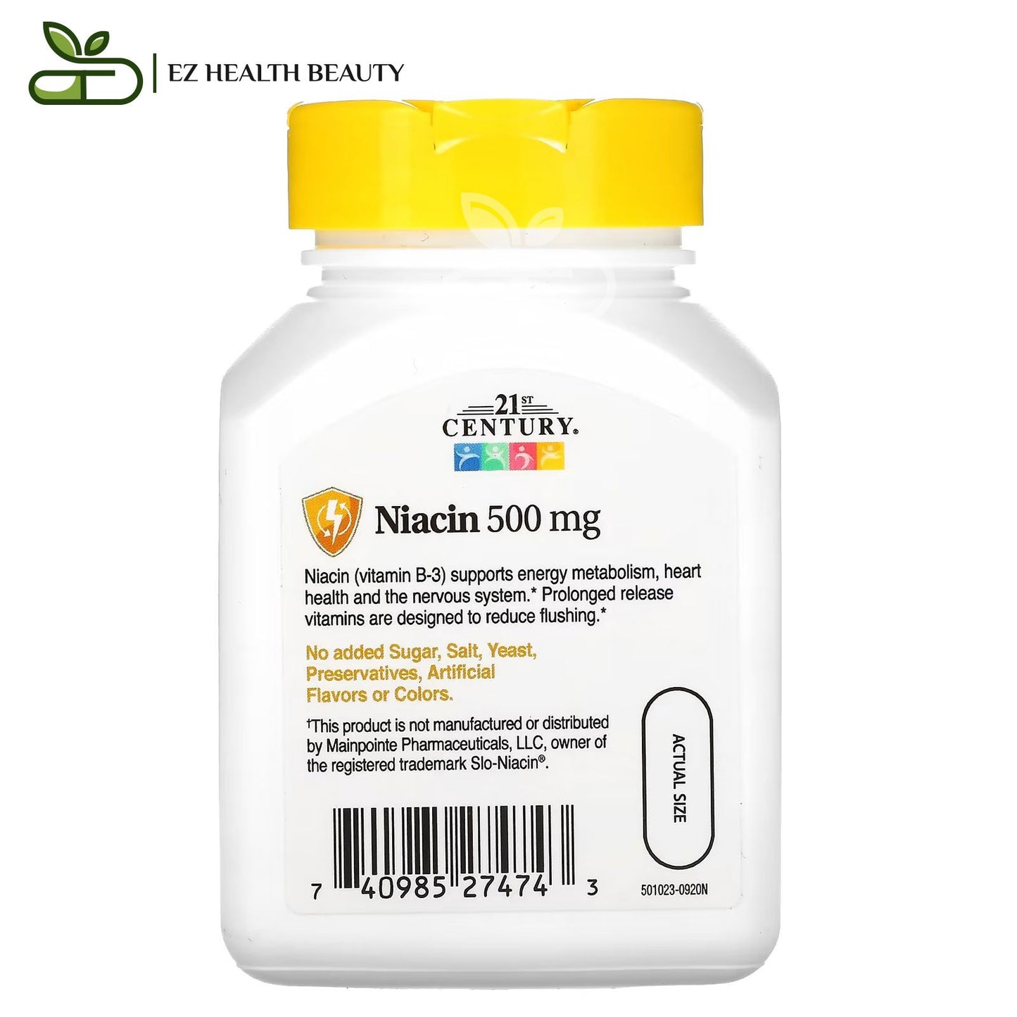 21st century niacin 500 mg tablet for energy support - 100 tablets