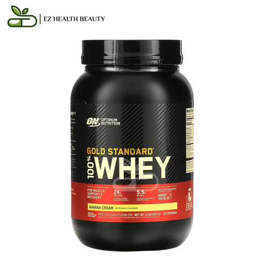 أوبتيموم نيوتريشن مكمل جولد ستاندرد واي بروتين | Whey gold standard بنكهة كريمة الموز 907 جم