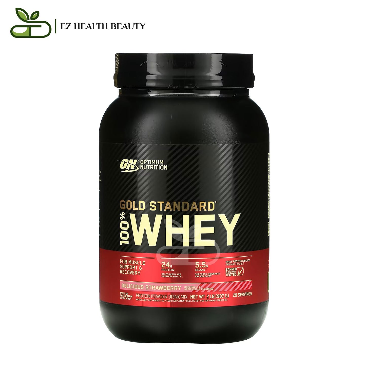 Whey Gold Standard Delicious Strawberry Optimum Nutrition - (907 g) for Giving strength and energy