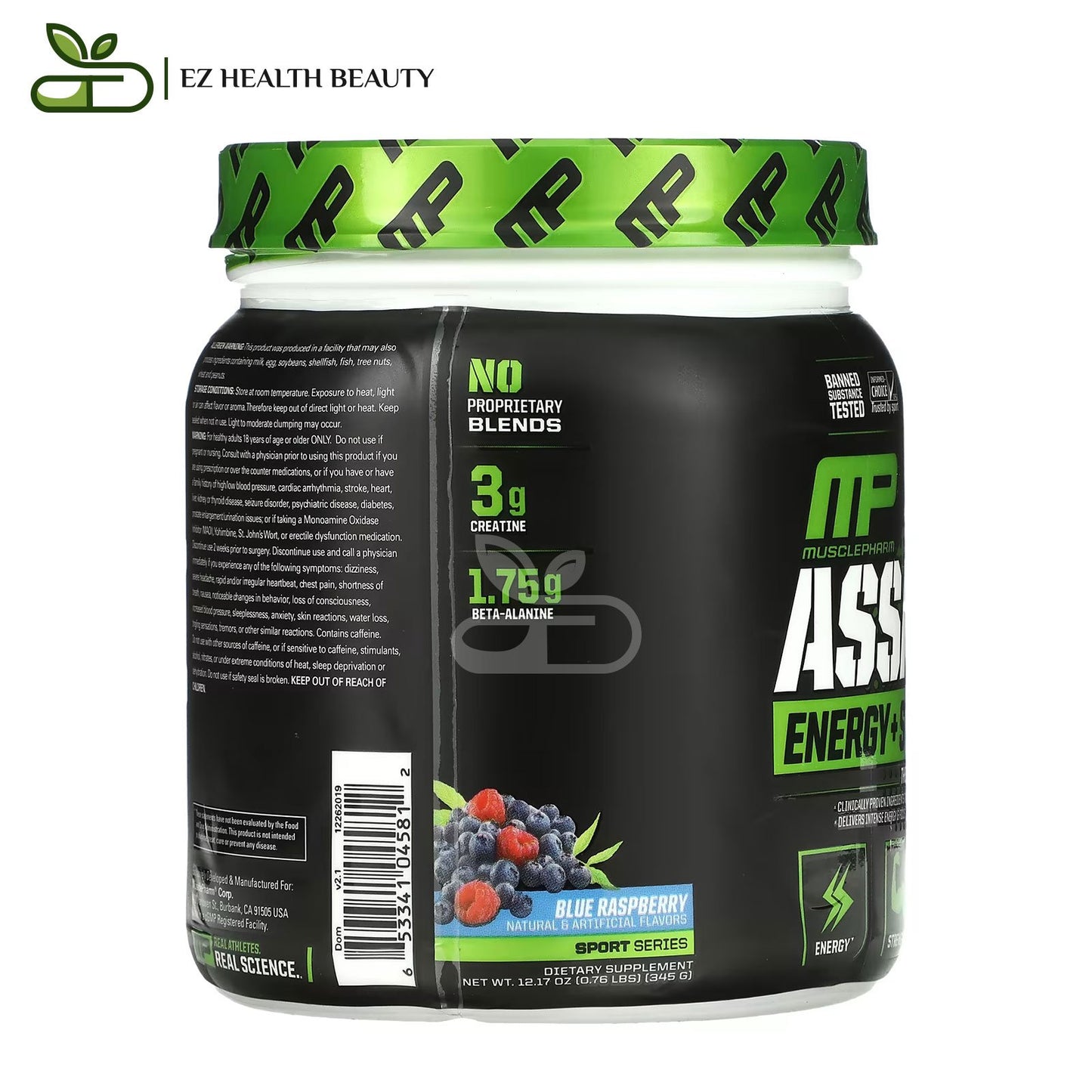 Musclepharm Assault Energy Extra Strength Pre Workout Blue Raspberry 345 GM