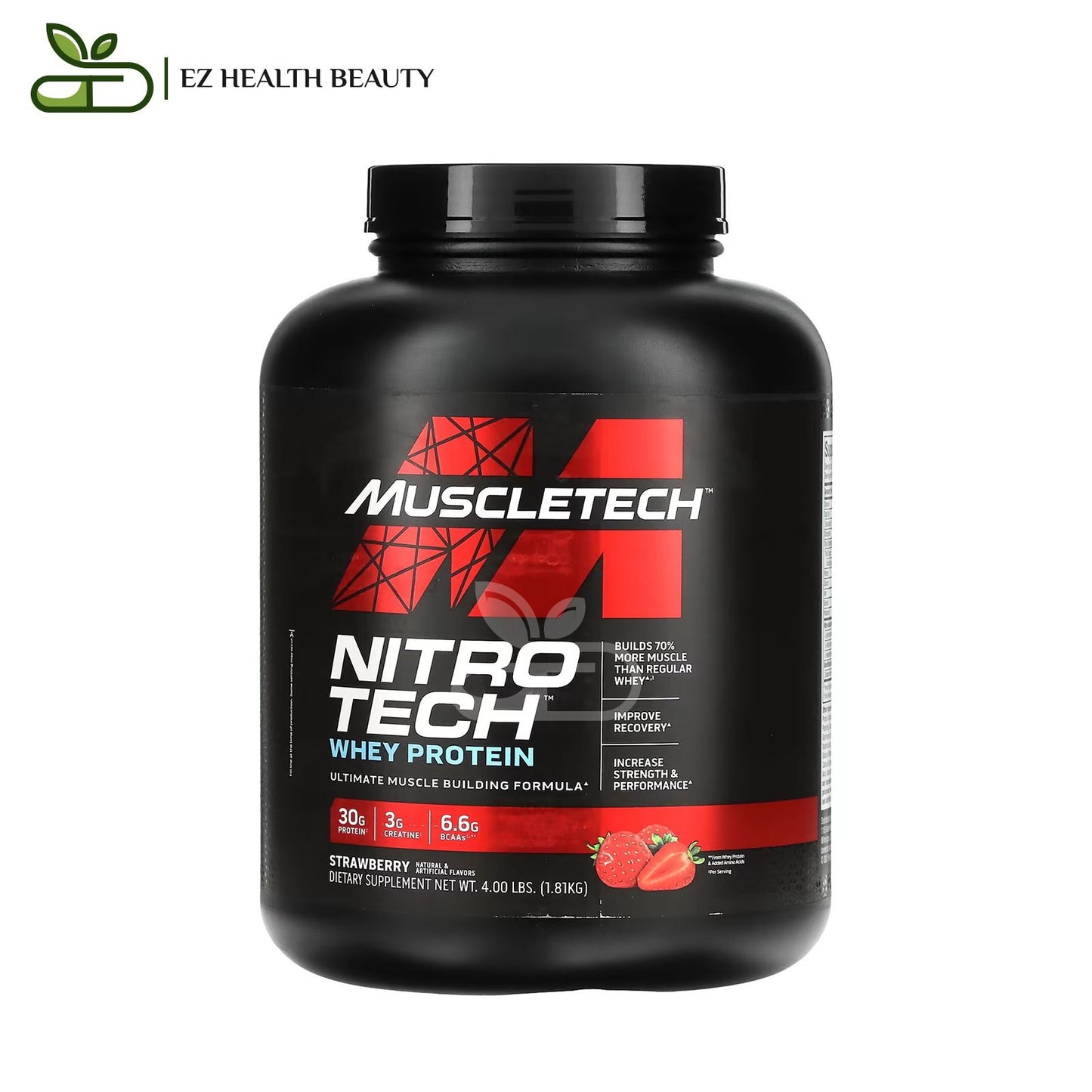 Nitro Tech - Whey Protein  Strawberry MuscleTech for building lean muscles - (1.81 kg)