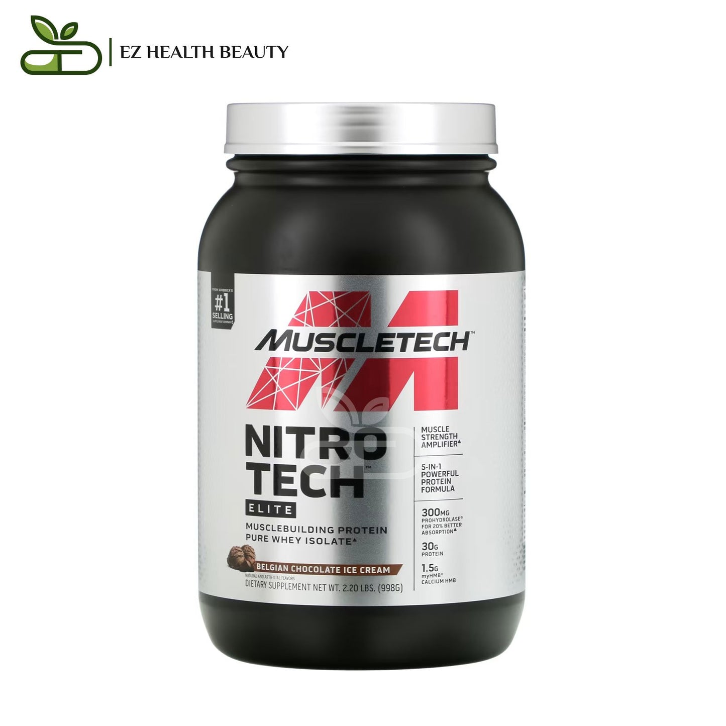 Nitro Tech Elite Belgian Chocolate Ice Cream MuscleTech for strengthening and building body muscles - (998 g)