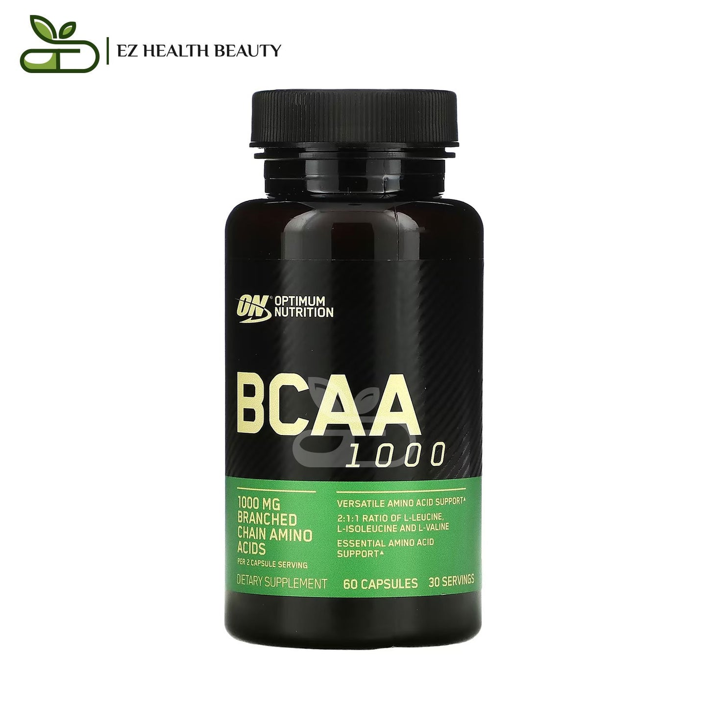 أوبتيموم نيوتريشن‏ حبوب الأحماض الأمينية BCAA متشعبة السلسلة 1000، حجم مضاعف 500 ملجم، 60 كبسولة لتحسين الأداء للرياضيين - Optimum Nutrition BCAA