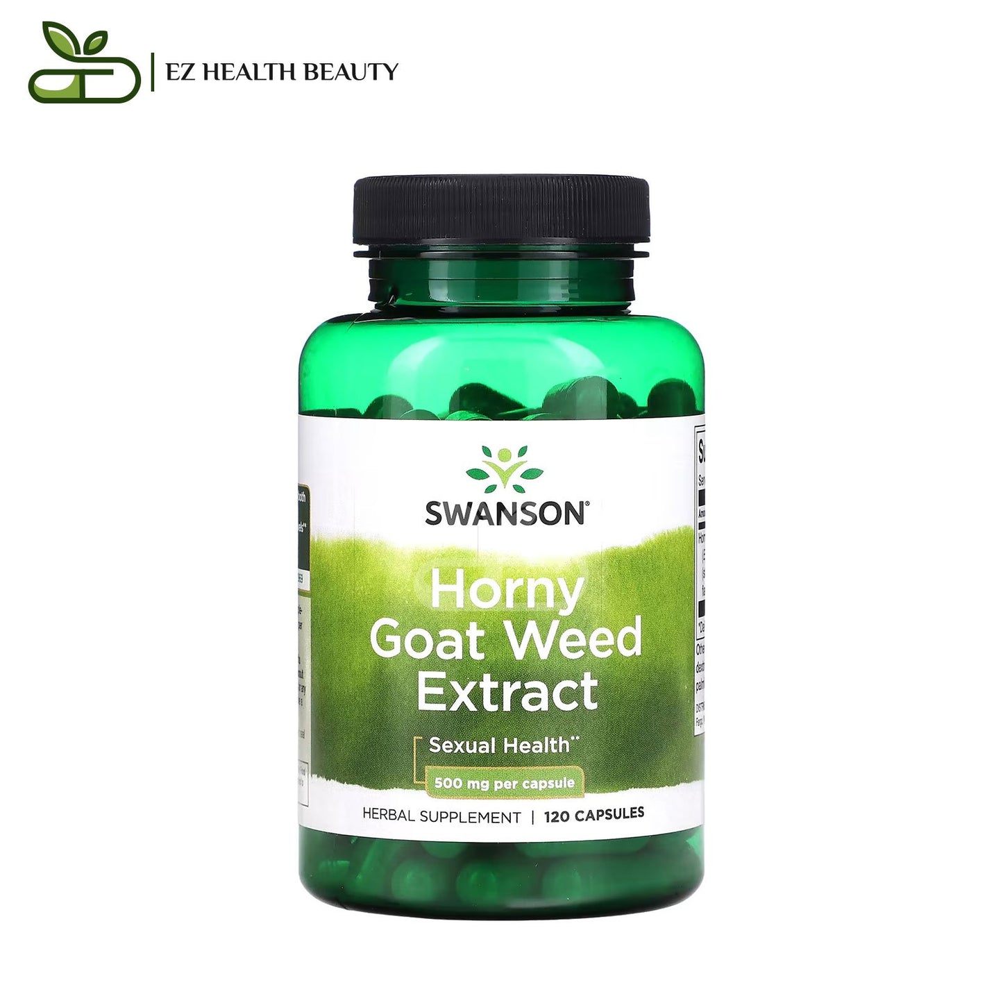 كبسولات عشبة العنزة للجنس 500 مجم 120 كبسولة Horny Goat Weed Extract Swanson