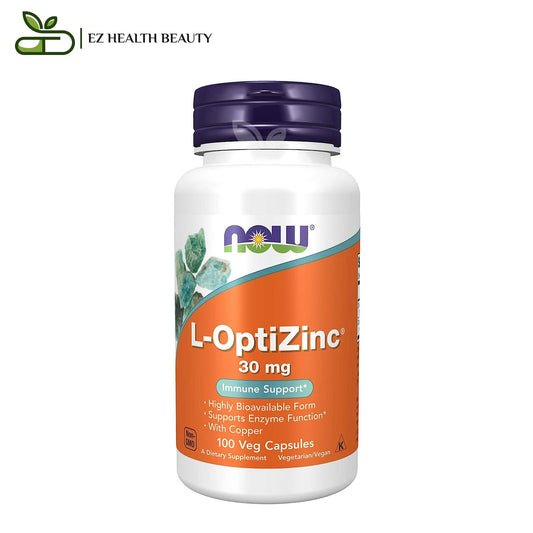 مكمل اوبتي زنك لدعم المناعة 30 مجم 100 كبسولة نباتية L-OptiZinc Now Foods