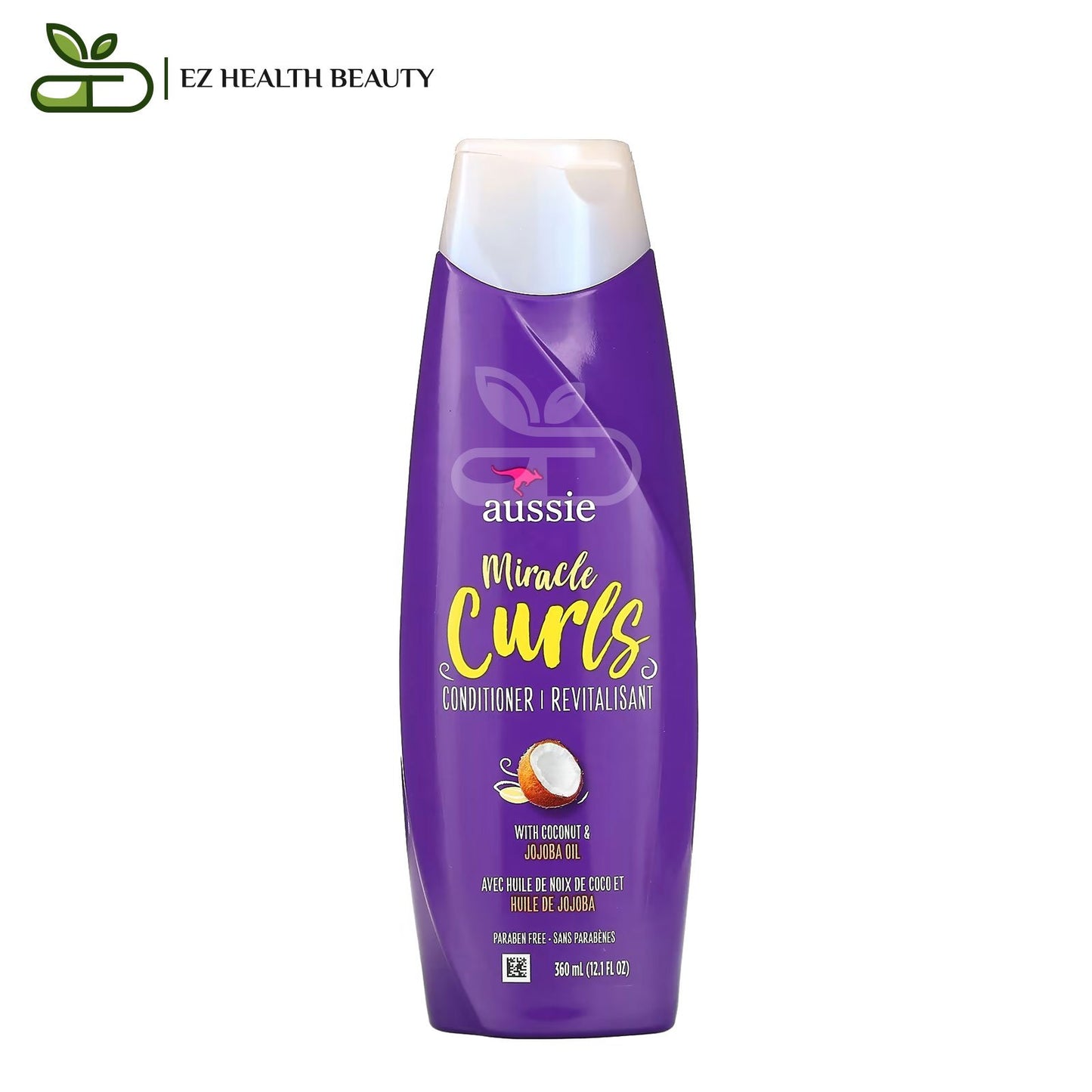 aussie بلسم زيت جوز الهند والجوجوبا لتغذية الشعر المجعد 12.1 أونصة سائلة (360 مل) Aussie Miracle Curls Conditioner Coconut &amp; Jojoba Oil