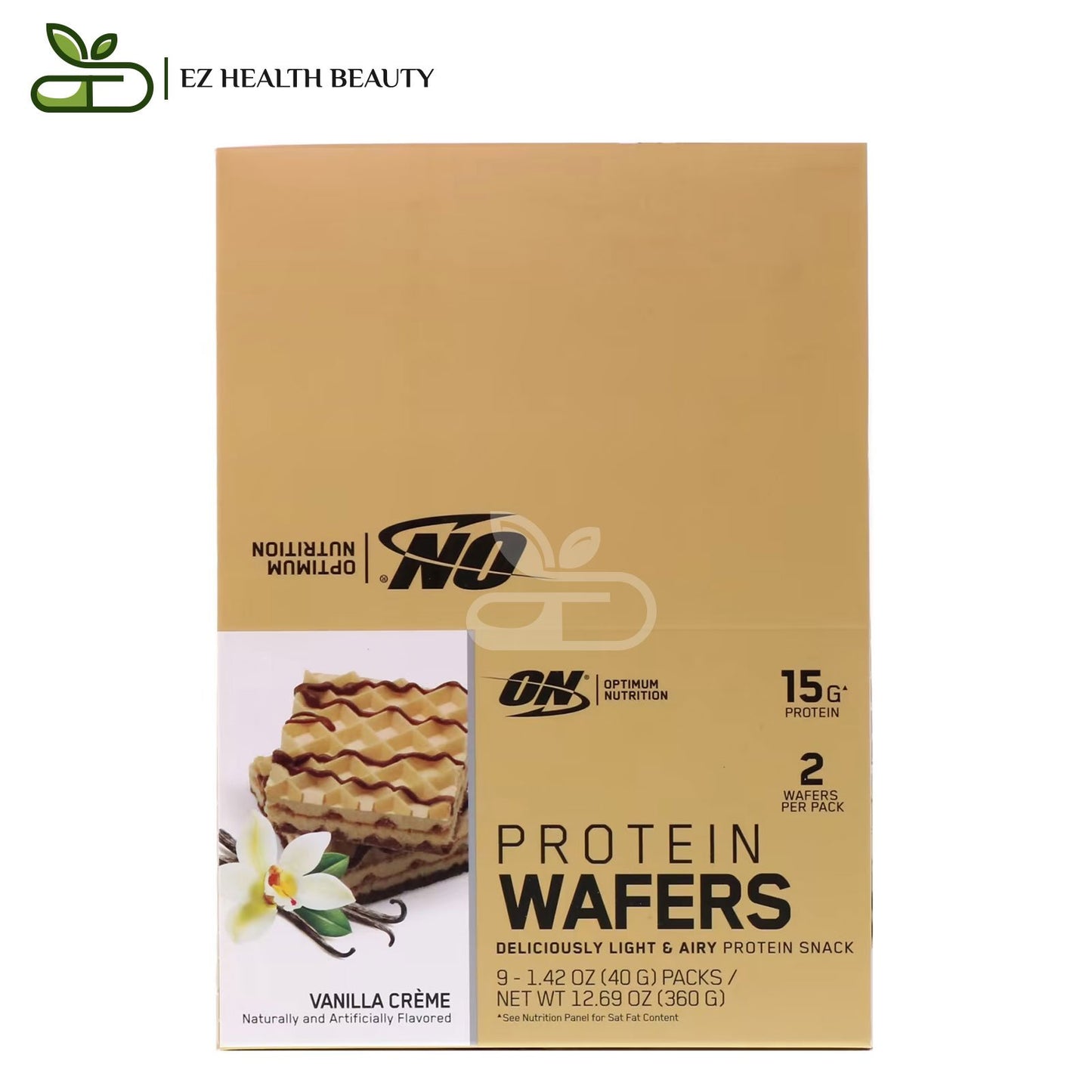 Optimum Nutrition Protein Wafers Vanilla Creme 9 Packs 40 GM Each