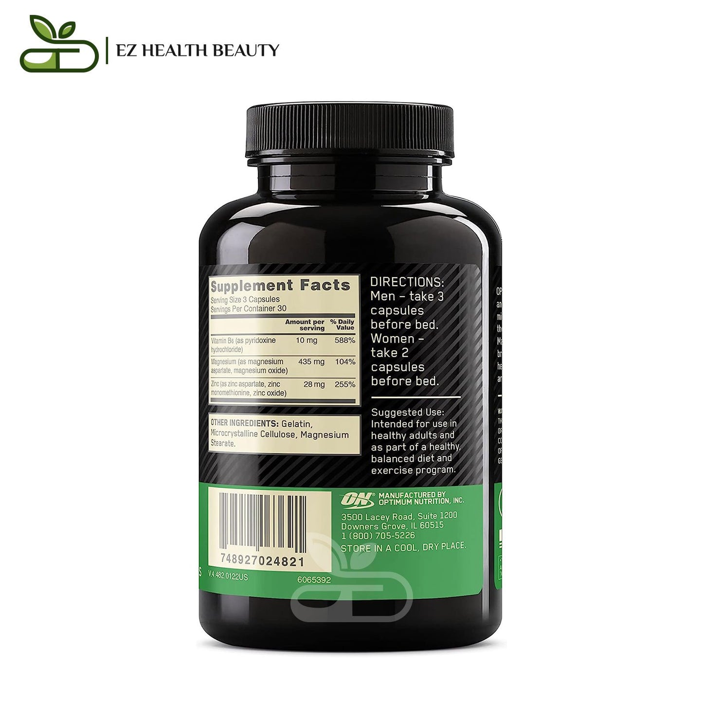 أوبتيموم نيوتريشن حبوب الزنك وأسبارتات الماغنسيوم | Zinc Magnesium Aspartate - 90 Capsules - Optimum Nutrition