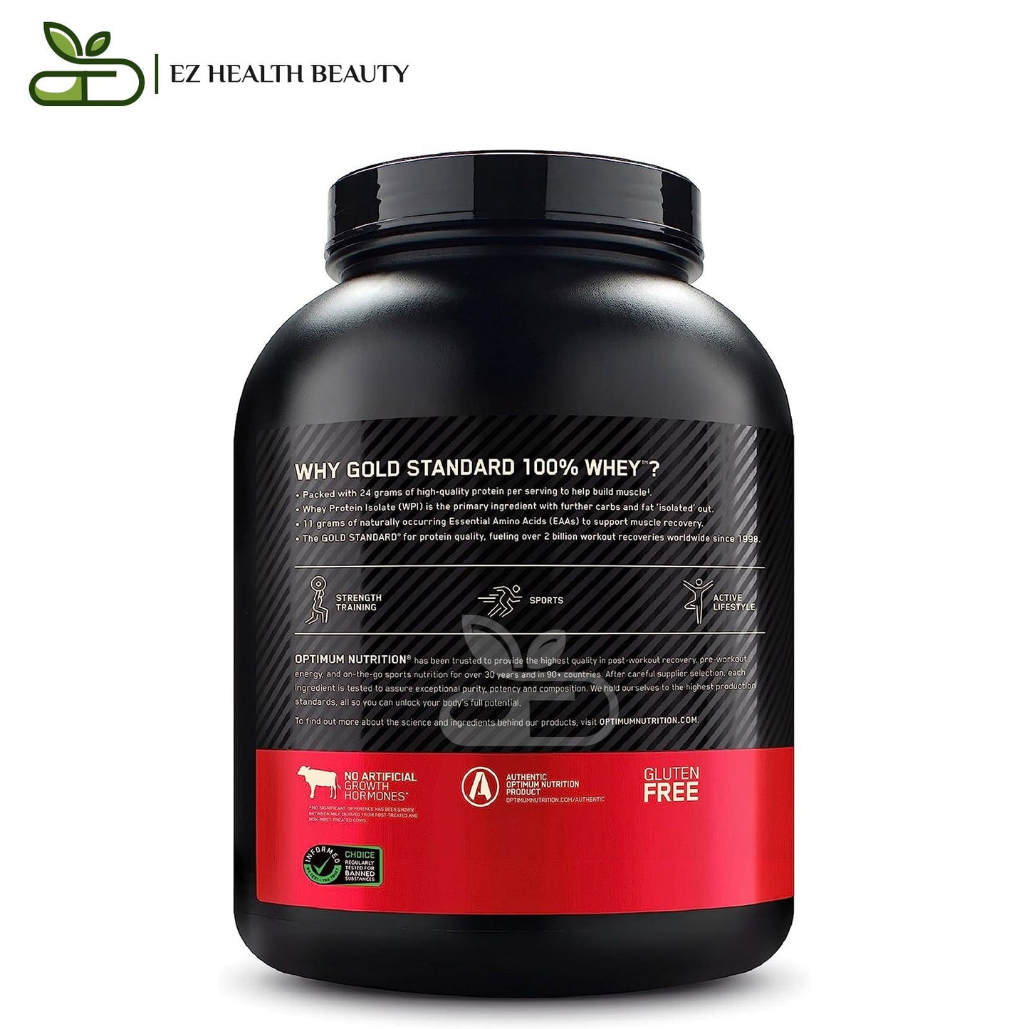 المكمل Whey gold standard لبناء العضلات أوبتيموم نيوتريشن | واي بروتين جولد ستاندرد بنكهة الشيكولاتة بالحليب 2.27 كجم