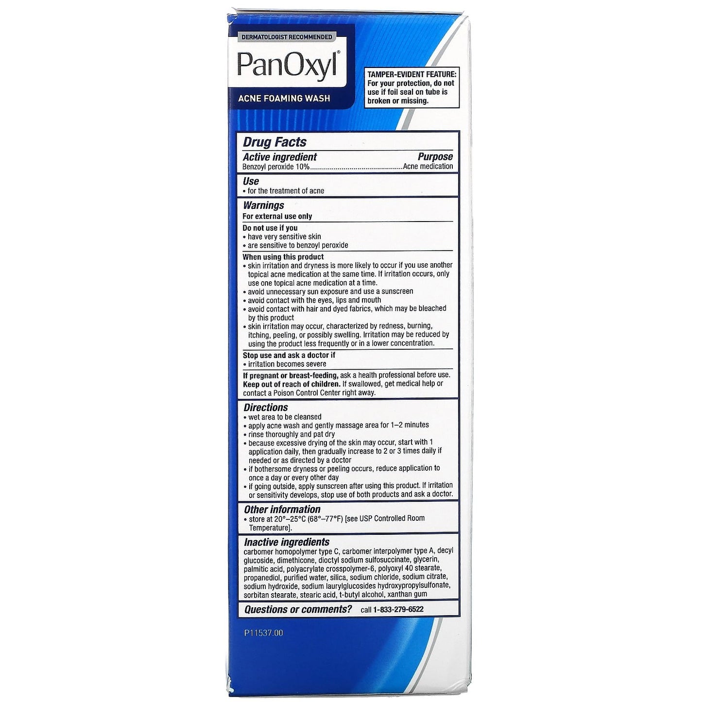 PanOxyl Acne Foaming Wash Benzoyl Peroxide 10% Maximum Strength - 5.5 oz (156 g)