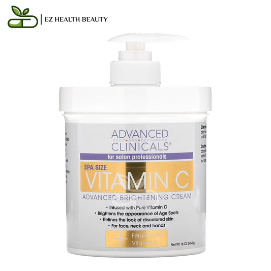 كريم فيتامين سي ادفانسد كلينك للتفتيح وعلاج التجاعيد الوجه 454 جم (16 اونصة) Advanced Clinicals Vitamin C Advanced Brightening Cream