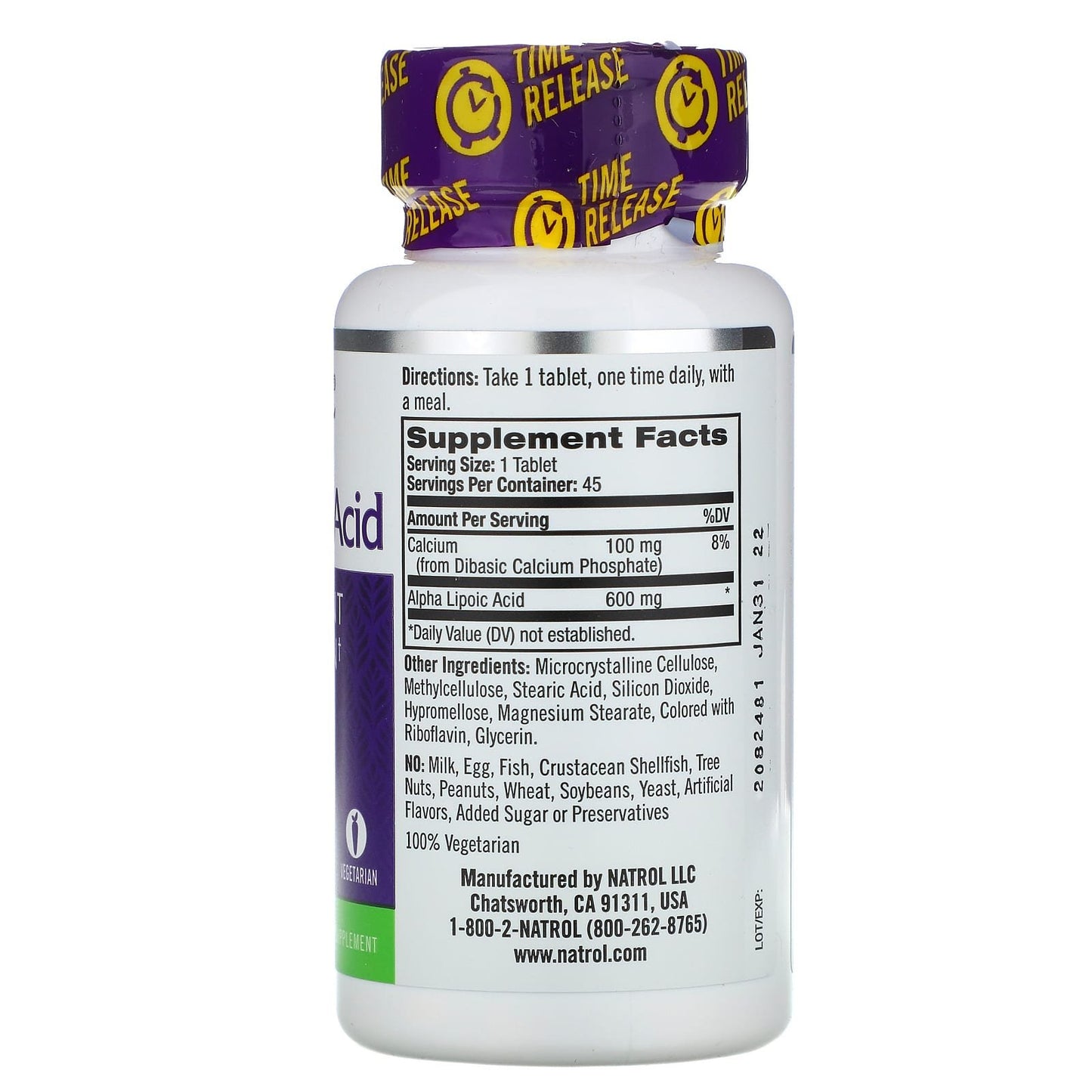 Natrol Alpha Lipoic Acid 600 mg Time Release antioxidant - 45 Tablets